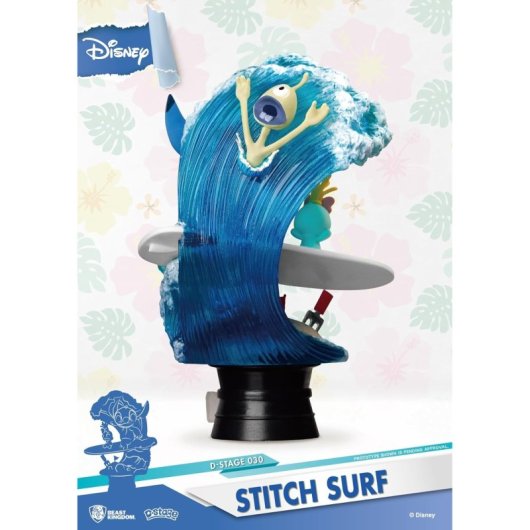 Diorama Stitch Surfeando Lilo & Stitch Disney 15 Cms