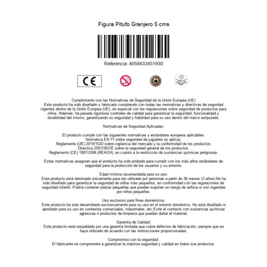 Figura Pitufo Granjero 5 Cms