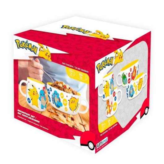 Set Taza + Bol Desayuno Pokémon Iconos Cerámica 335 Mls Y 690 Mls