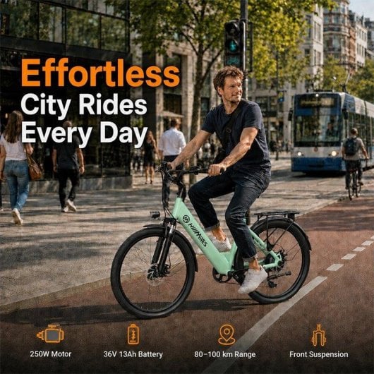 Bicicleta eléctrica HillMiles MileCity 1 26" Autonomía 100 km