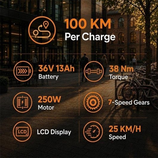 Bicicleta eléctrica HillMiles MileCity 1 26" Autonomía 100 km