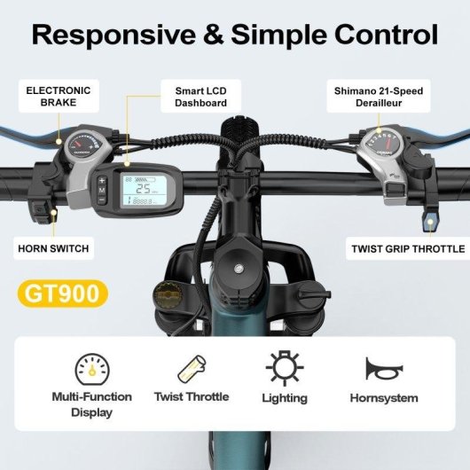 Bicicleta Elétrica Aairsk GT900 250W 36V 13Ah Pneus 26" Todo Terreno