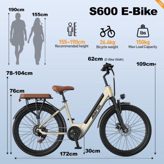 Bicicleta eletrica Aairsk S600 250W Bateria 36V 13Ah 26x1.95
