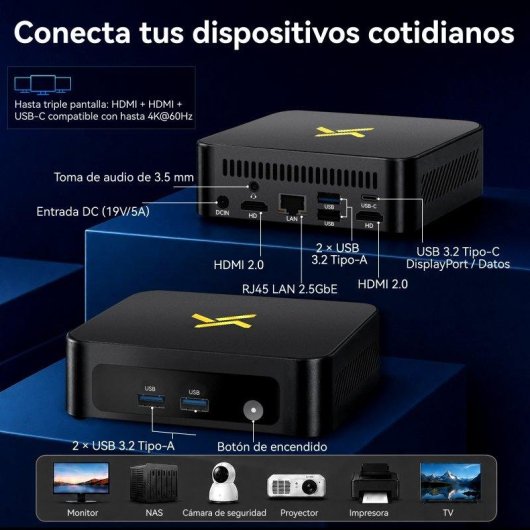 Mini PC Huidun H100 Intel Core 5 210H 16 GB 512 GB SSD Intel Graphics Windows 11 Pro VESA