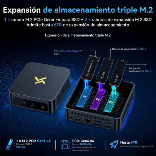 Mini PC Huidun H100 Intel Core 5 210H 16 GB Intel Graphics 512 GB SSD Windows 11 Pro Wi-Fi 6 VESA escritorio compacto