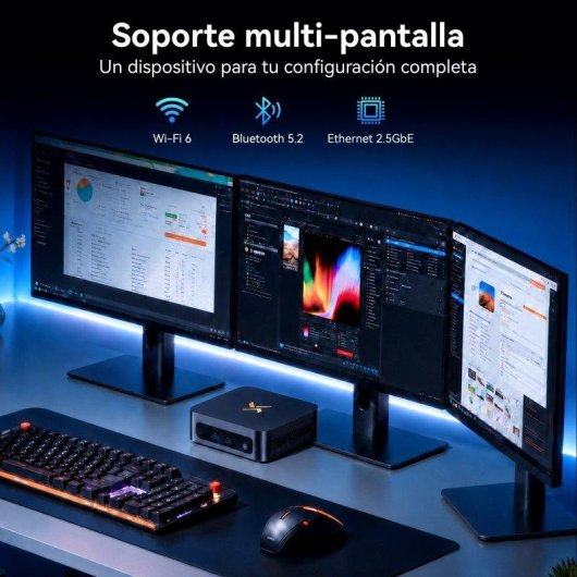Mini PC Huidun H100 Intel Core 5 210H 16 GB Intel Graphics 512 GB SSD Windows 11 Pro Wi-Fi 6 VESA escritorio compacto