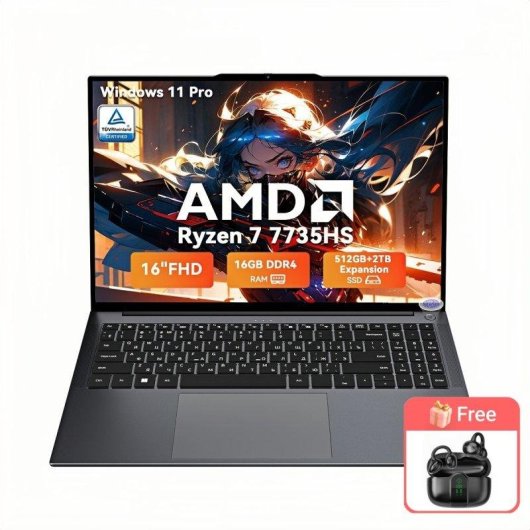 Portatile Blackview GamiBook 6 16" AMD Ryzen 7 7735HS 16GB Radeon 680M 512GB SSD Windows 11 Pro Wi-Fi 6