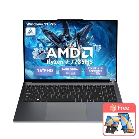 Portatile Blackview GamiBook 6 16" AMD Ryzen 7 7735HS 16GB Radeon 680M 512GB SSD Windows 11 Pro chassis metallico