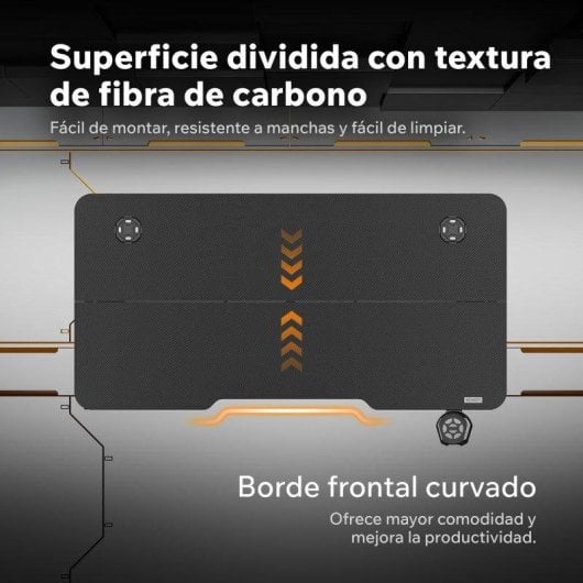 Mesa Gaming Sense7 Vamo 140x70 cm Acero y MDF con accesorios integrados