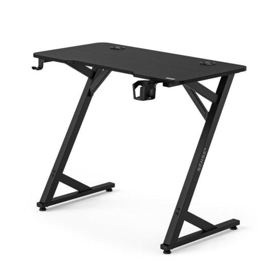 Mesa Gaming Sense7 Vamo 100x50 cm Acero y textura fibra carbono negra