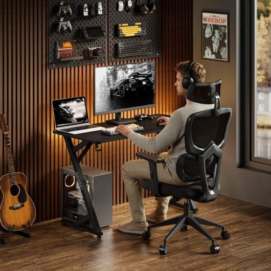 Mesa Gaming Sense7 Vamo 120x60 cm Acero y MDF con soporte y gancho