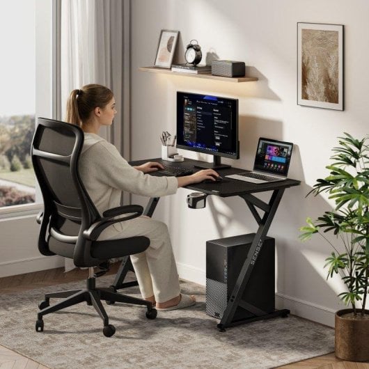 Mesa Gaming Sense7 Vamo 120x60 cm Acero y MDF con soporte y gancho