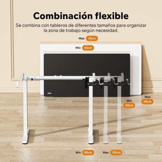 Estructura de Escritorio Eléctrica Sense7 NOJO Light Blanca