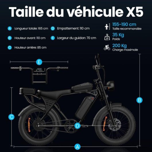 Bicicleta Eléctrica Aairsk X5 250W 75N·m Batería 48V 15Ah Neumáticos Fat