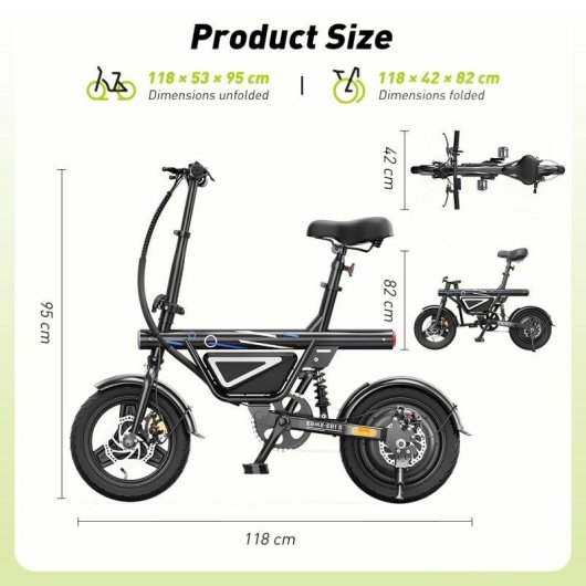Fahrrad Elektrisch iScooter EB1S 250W 36V 12Ah 14 Zoll faltbar