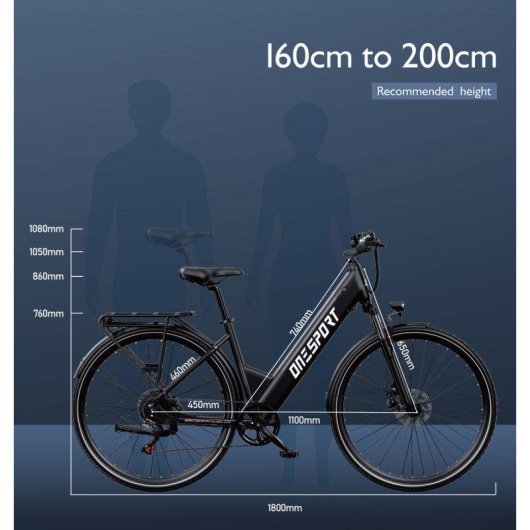 Bicicleta Eléctrica ONESPORT OT12 Motor 250W Batería 36V 13Ah