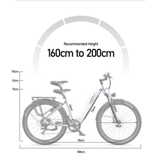 Bicicleta Eléctrica OneSport OT05 250W 36V 18.2Ah 27.5" Blanco