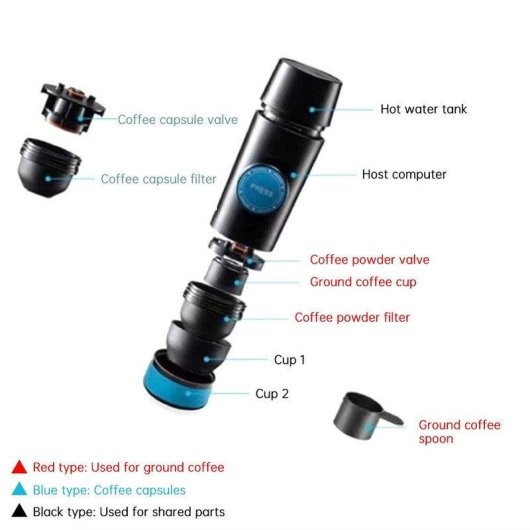 Cafetera de Cápsulas portátil SZSMART KF13 90 ml 8-18 bares 2 tazas