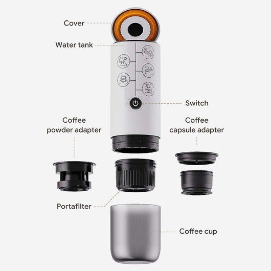 Caffettiera a capsule SZSMART KF17 Nespresso Nero portatile 17 bar
