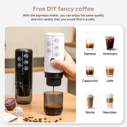 Caffettiera a capsule SZSMART KF17 Nespresso Nero portatile 17 bar
