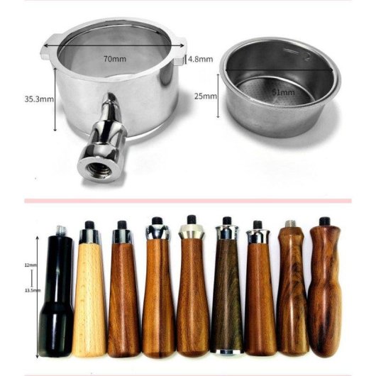 Mango fuer Portafilter SZSMART Sesb06 Kompat Delonghi Zwei Ohr Griff Schwarz