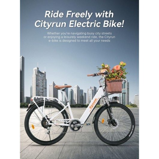 Bicicleta Eléctrica Cysum Cityrun-26 250W 36V 10Ah 26" Blanco