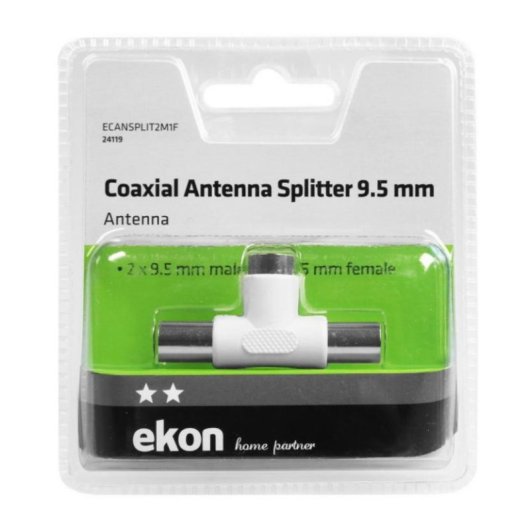 Divisor de sinal coaxial EKON ECANSPLIT2M1F Branco 3 conectores 9,5 mm
