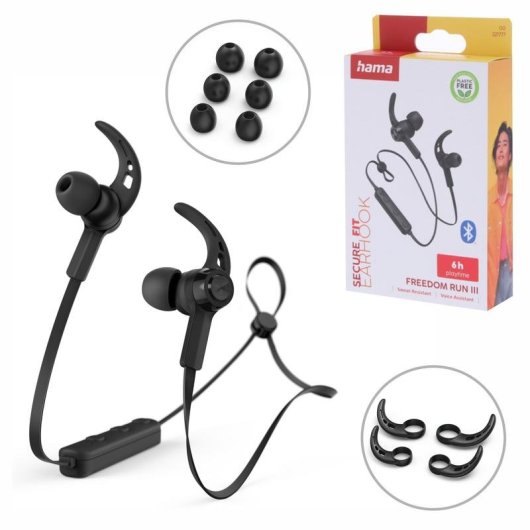 Auriculares Hama Freedom Run III inalámbricos Bluetooth para deportes con cancelación de ruido negro