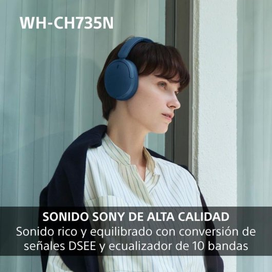 Auriculares Sony WH-CH735NW sem fios Bluetooth com Cancelamento de Ruído e chamadas IA branco