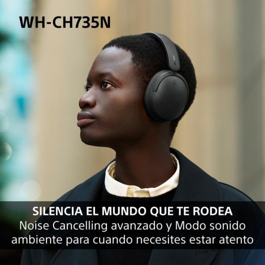 Auriculares Sony WH-CH735NW sem fios Bluetooth com Cancelamento de Ruído e chamadas IA branco