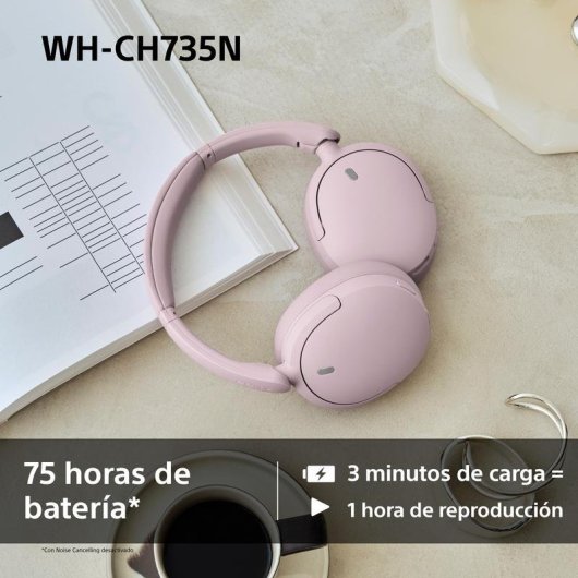 Auriculares Sony WH-CH735NW sem fios Bluetooth com Cancelamento de Ruído e chamadas IA branco