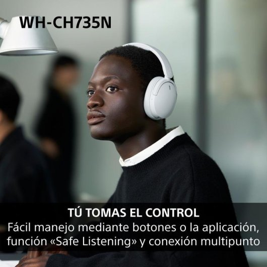 Auriculares Sony WH-CH735NW sem fios Bluetooth com Cancelamento de Ruído e chamadas IA branco