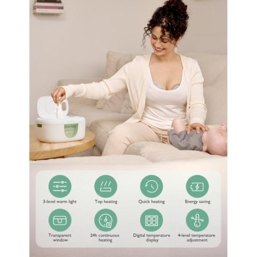 Calentador de toallitas para bebé Momcozy con luz nocturna