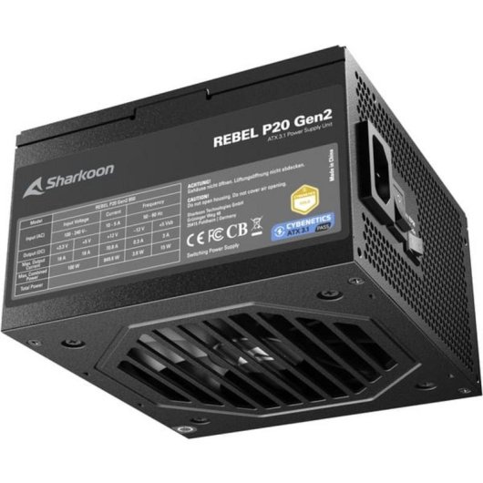 Alimentatore Sharkoon Rebel P20 Gen2 850W Certificazione Cybenetics Gold modulare