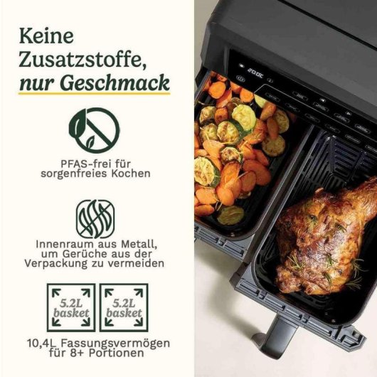 Friggitrice ad Aria Cuisinart AFD10XSSE 10,4L 2400W Doppia con Timer