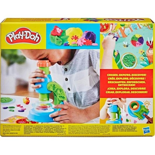 Juguete Play-Doh Microscopio luminoso con 5 plastilinas y 17 piezas