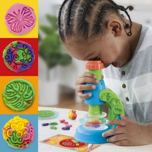 Juguete Play-Doh Microscopio luminoso con 5 plastilinas y 17 piezas