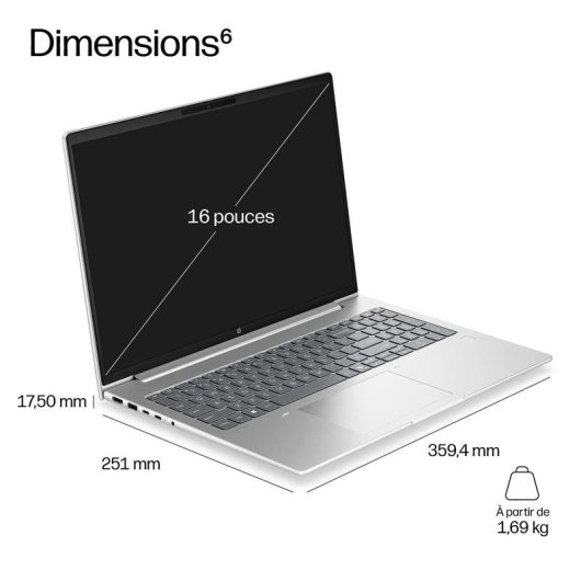Ordinateur portable HP ProBook 4 G2i 16" Intel Core 5 16 Go Écran WUXGA 512 Go SSD Windows 11 Pro Graphiques Intel