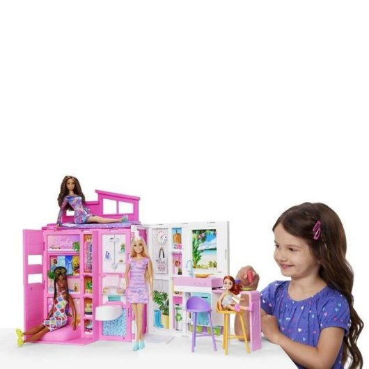 Barbie Puppenhaus Getaway House faltbar mit 4 Bereichen und Zubehor