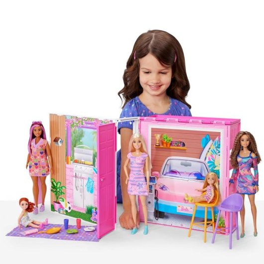 Barbie Puppenhaus Getaway House faltbar mit 4 Bereichen und Zubehor