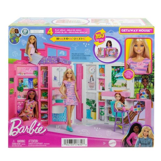 Barbie Puppenhaus Getaway House faltbar mit 4 Bereichen und Zubehor