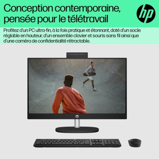 PC Tout-en-un HP 24-cr0034nf AMD Ryzen 5 8Go 512Go SSD Radeon 23.8" Windows 11 Home Blanc