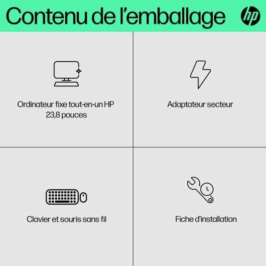 PC Tout-en-un HP 24-cr0034nf AMD Ryzen 5 8Go 512Go SSD Radeon 23.8" Windows 11 Home Blanc