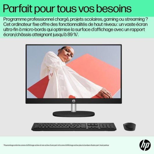 PC Tout-en-un HP 24-cr0034nf AMD Ryzen 5 8Go 512Go SSD Radeon 23.8" Windows 11 Home Blanc
