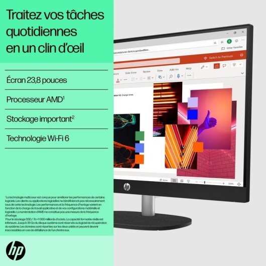 PC Tout-en-un HP 24-cr0034nf AMD Ryzen 5 8Go 512Go SSD Radeon 23.8" Windows 11 Home Blanc