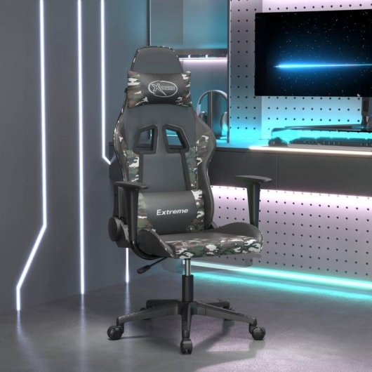 Silla Gaming VidaXL Cuero Sintético con Función de Masaje Negro