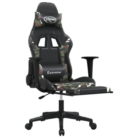 Silla Gaming VidaXL Cuero Sintético con Función de Masaje Negro