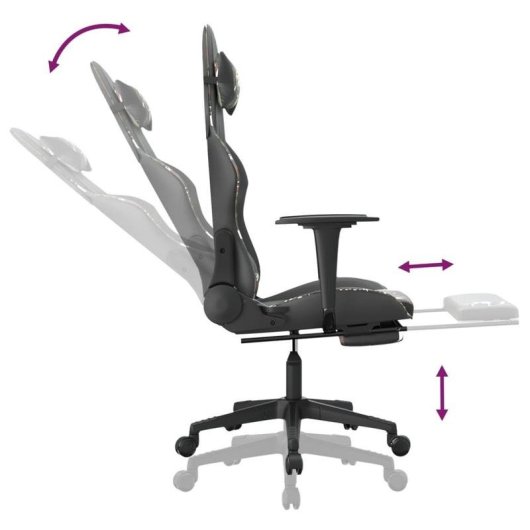 Silla Gaming VidaXL Cuero Sintético con Función de Masaje Negro