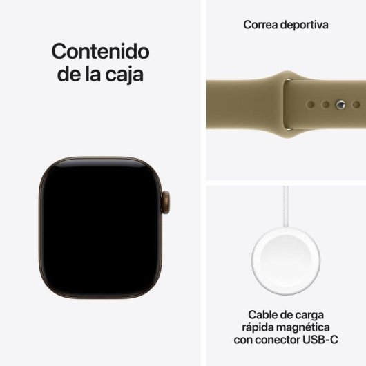 Apple Watch Series 12 GPS 42mm Caja de Aluminio Bronce Oscuro con Correa Deportiva Oliva M/L