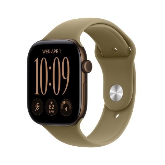 Apple Watch Series 12 GPS 46mm Caja de Aluminio Bronce Oscuro con Correa Deportiva Oliva S/M